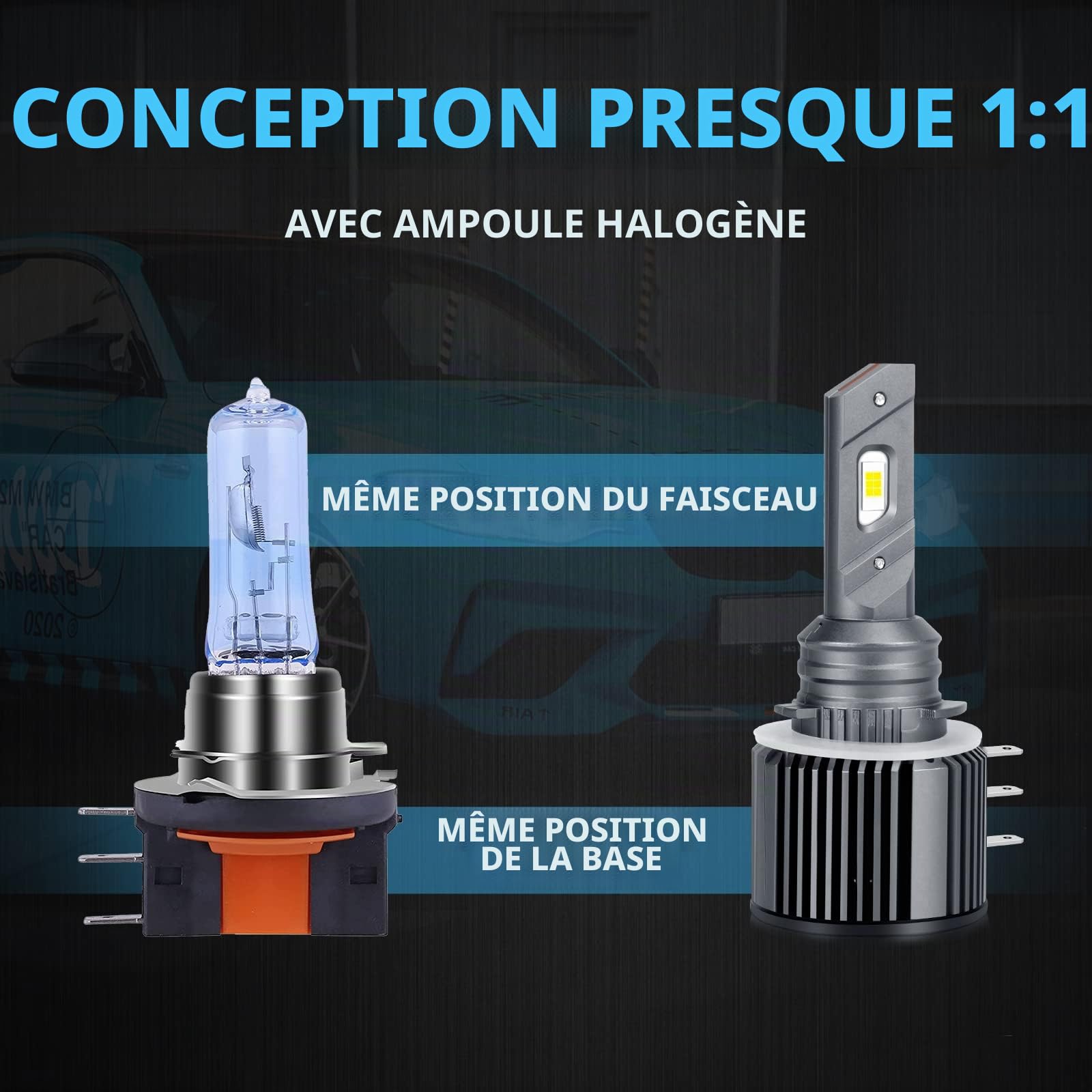 Lot de 2 ampoules de phare à DEL H15, 70 W, 8 000 lumens, extrêmement lumineuses, avec ventilateur, étanchéité IP67, prêt à l'emploi, 6 500 K, blanc