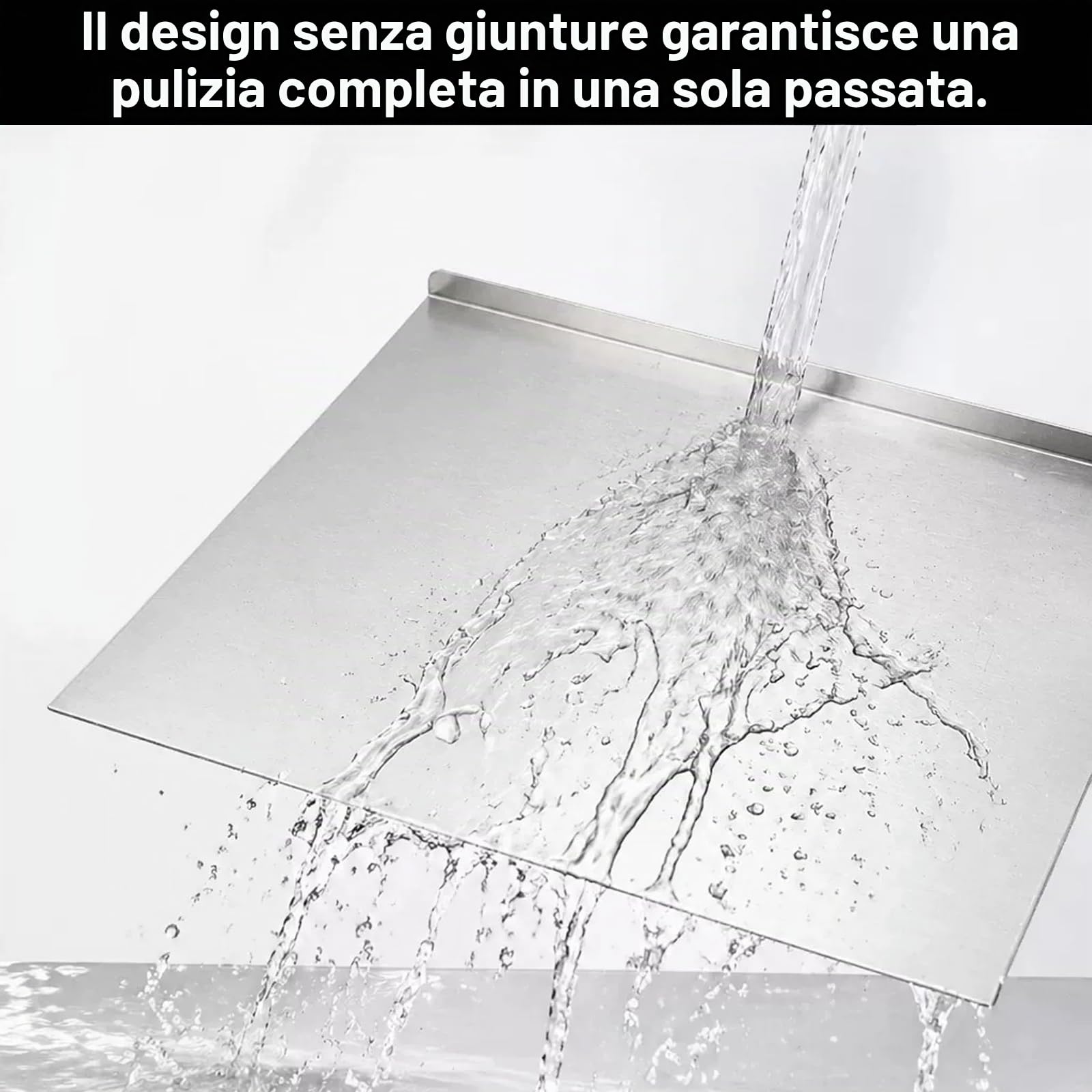 Tagliere in acciaio inox alimentare 60x40cm, spianatoia per impastare con bordo 1,5cm, professionale per pane pizza pasta