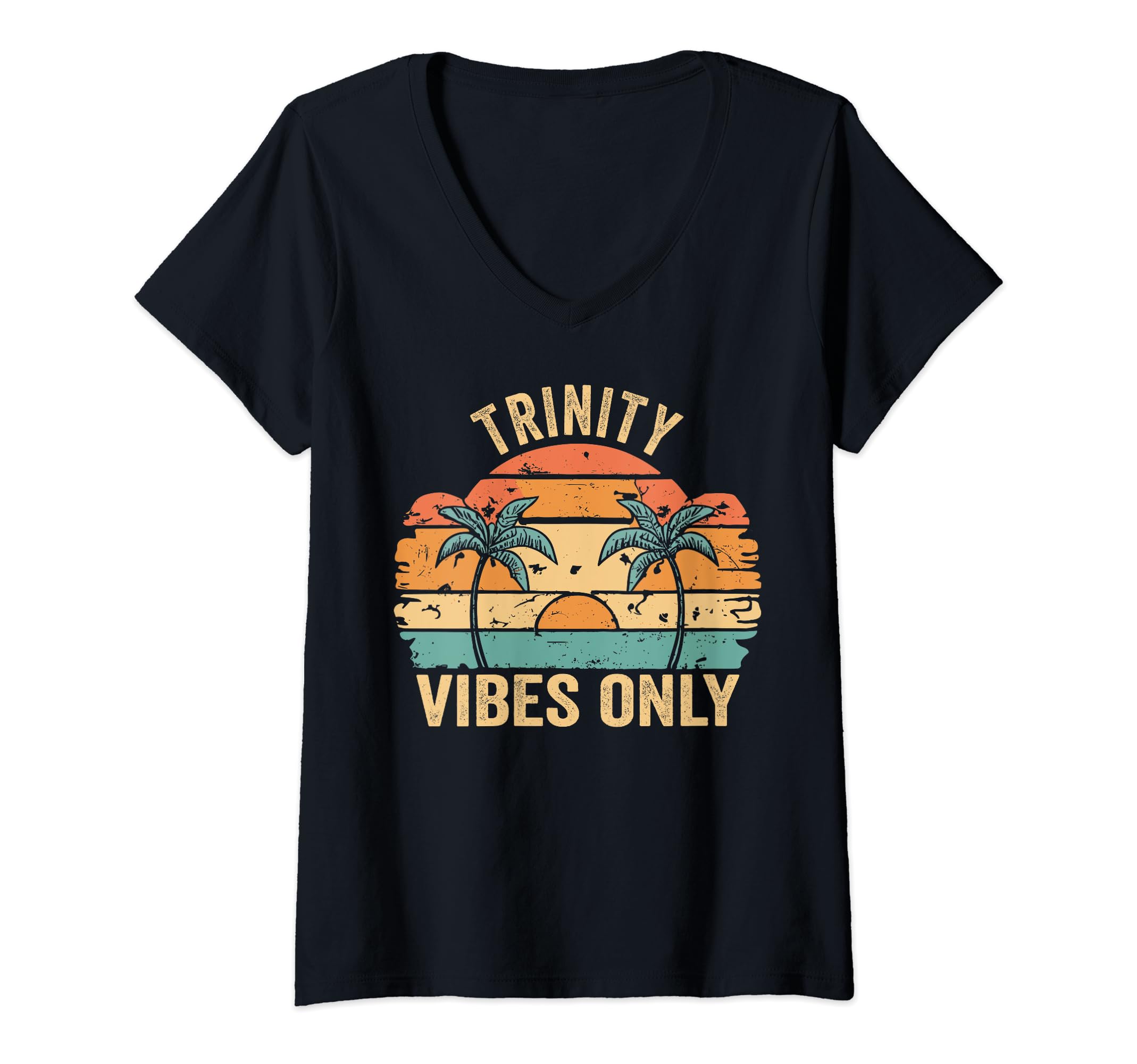 Womens TRINITY Vibes Only Cute Retro Girls TRINITY Name V-Neck T-Shirt