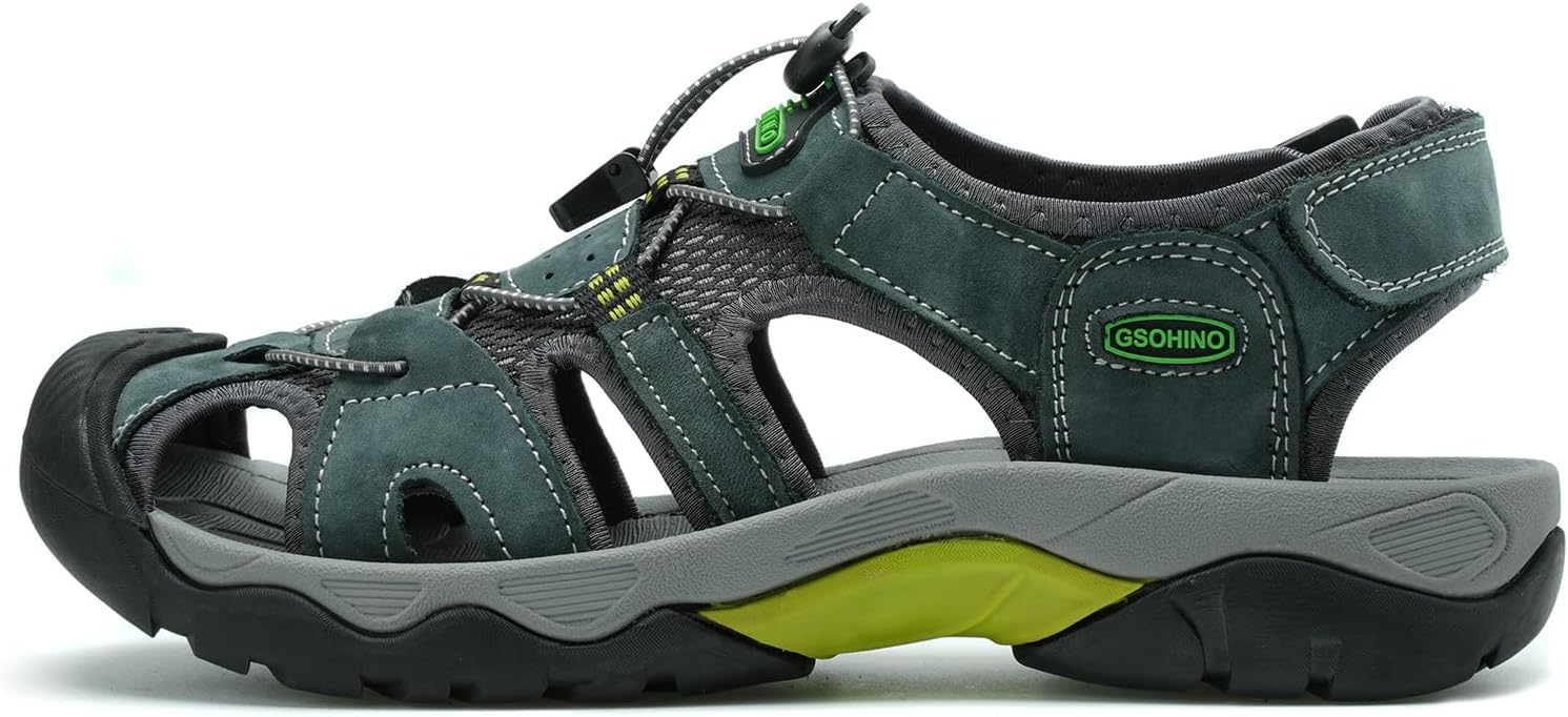 Mens Leather Sports Sandals For Men Closed Toe Hiking Outdoor Athletic Casual Walking Sandals Water Shoes Summer Fisherman Sandal Handmade - Image 7