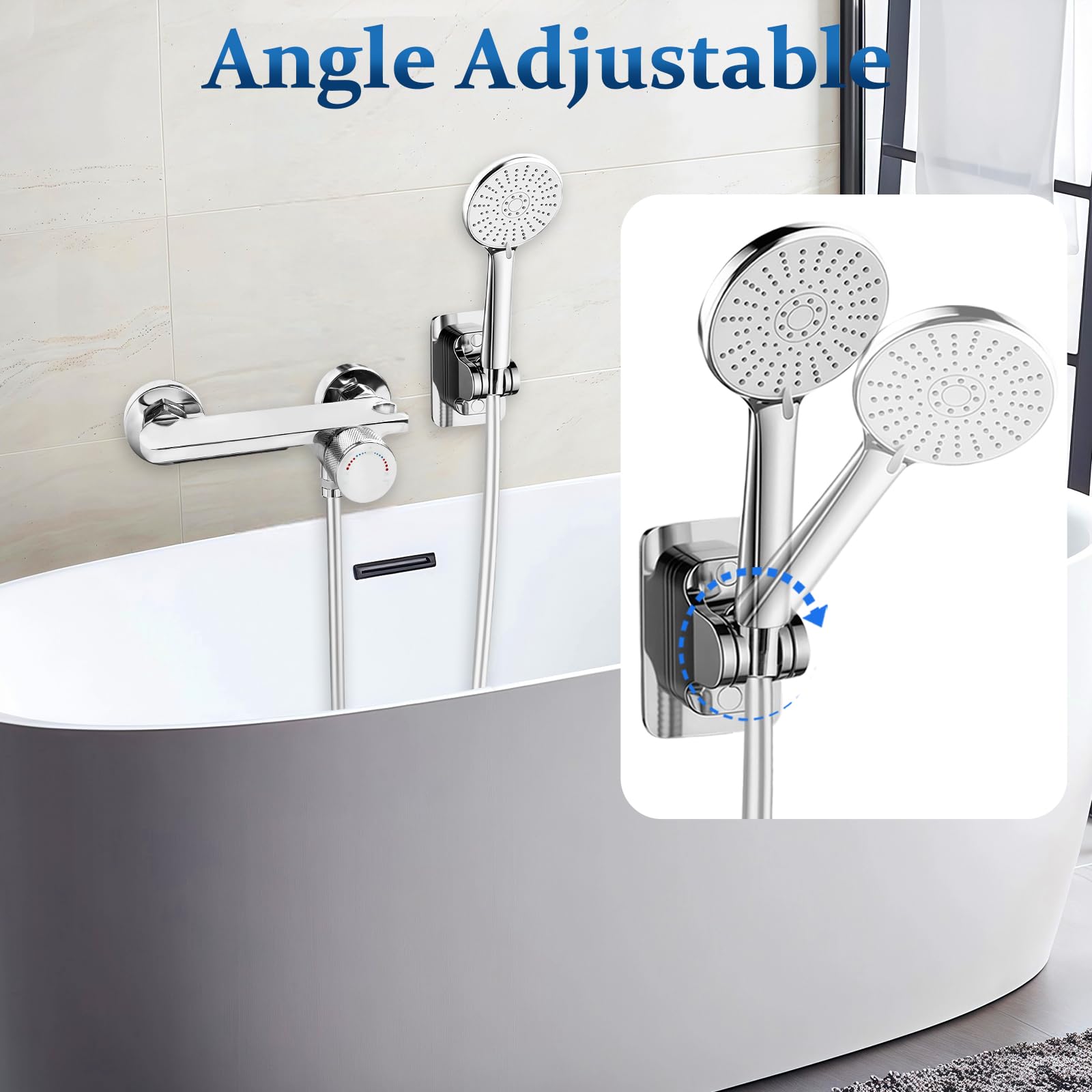 Mitigeur Baignoire, robinet cascade avec douchette, Robinet Baignoire avec Douchette 5 Jets, Robinet Salle Bain Baignoire Mural avec Flexible 1,5m, Robinet de baignoire (Chromée)