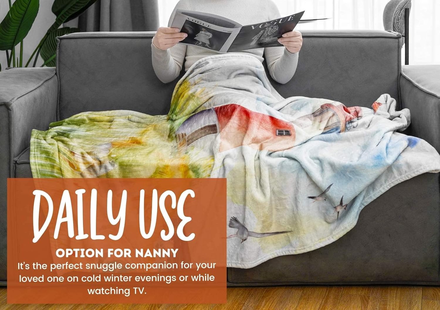 InnoBeta Lighthouse Throw Blanket - Flannel for Lighthouse Lovers - 50" x 65" White - Image 7