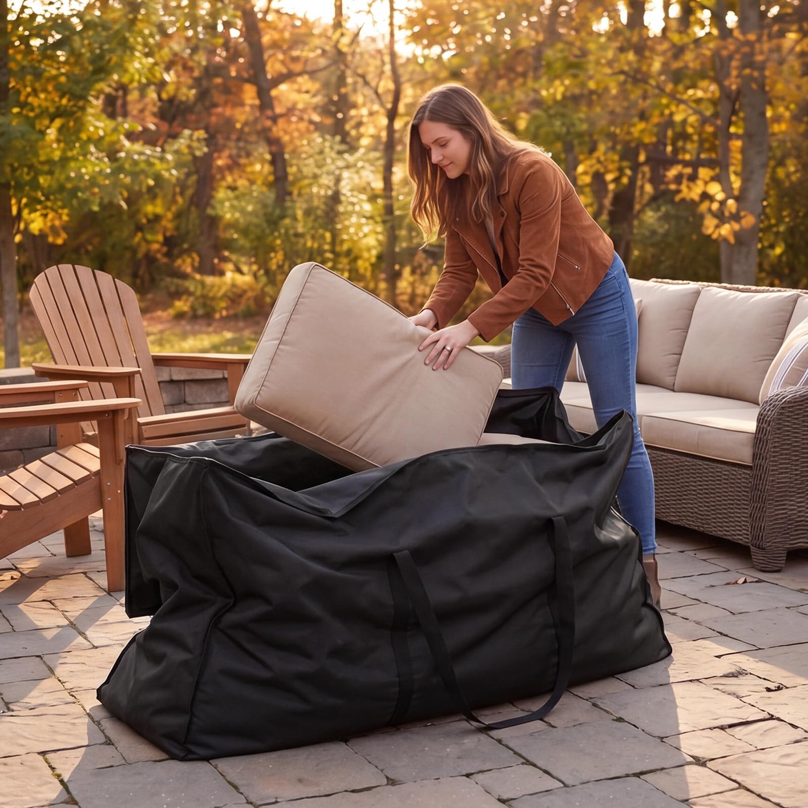 GARPROVM XXL Aufbewahrungstasche für Gartenpolster & Auflagen | Outdoor Gartenauflagen Aufbewahrungstasche Weiche Auflagentasche 420D Oxford Gewebe Wasserabweisend & Staubdicht | 200x60x80cm