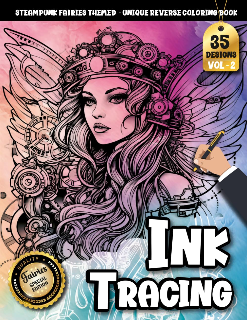Ink Tracing Book: Steampunk Fairies for Calm Focus and Creative Relaxation: Tracing coloring book adult for stress relief seekers | Enhance ... (Steampunk Fairies Tracing Series)