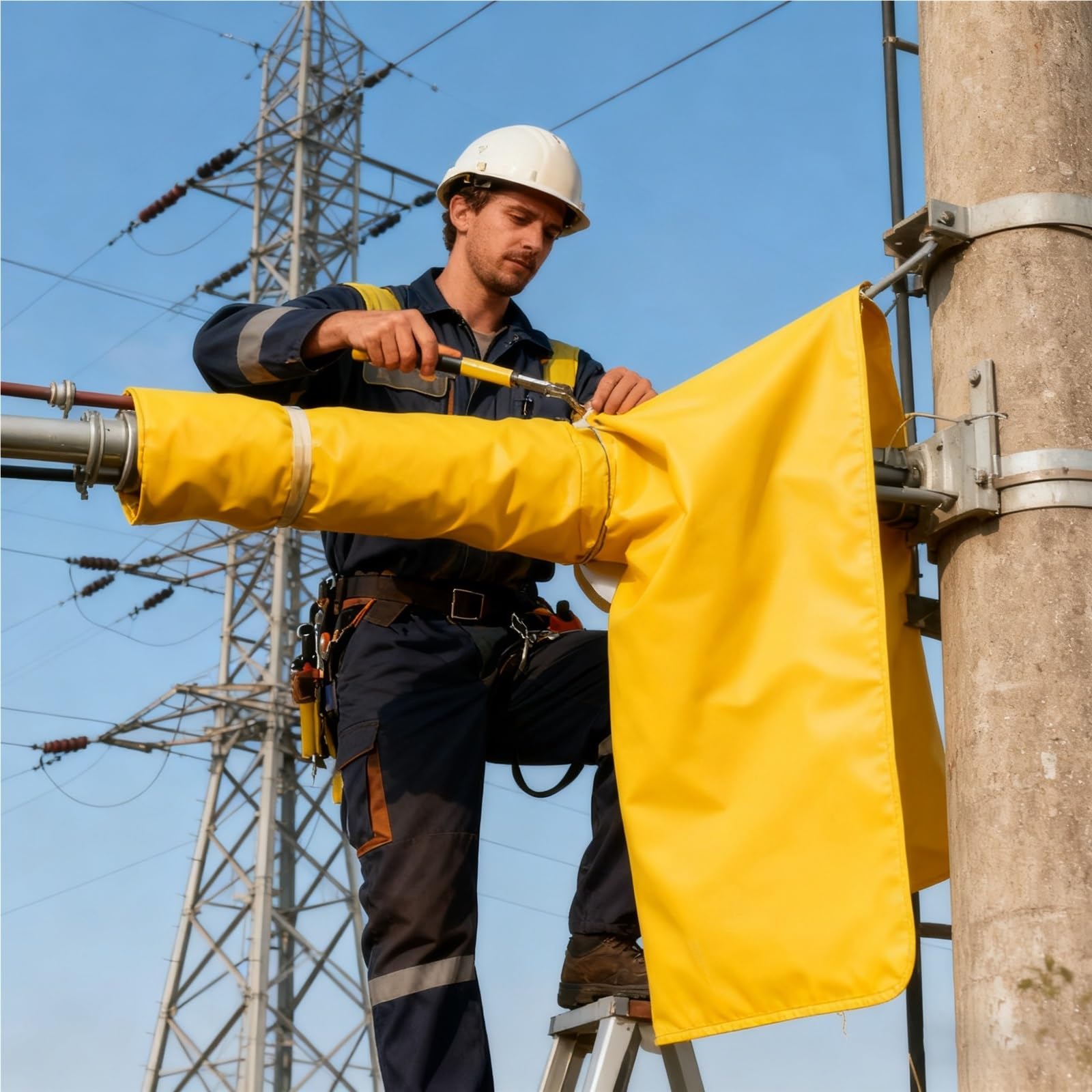 Manta Aislante para Trabajos eléctricos con 2 Clips, Manta de Emergencia eléctrica Ligera, Almohadilla de Seguridad Extragrande, Puede Cubrir Cables eléctricos (0,4 kV, 60 x 80 cm/23,6 x 31,