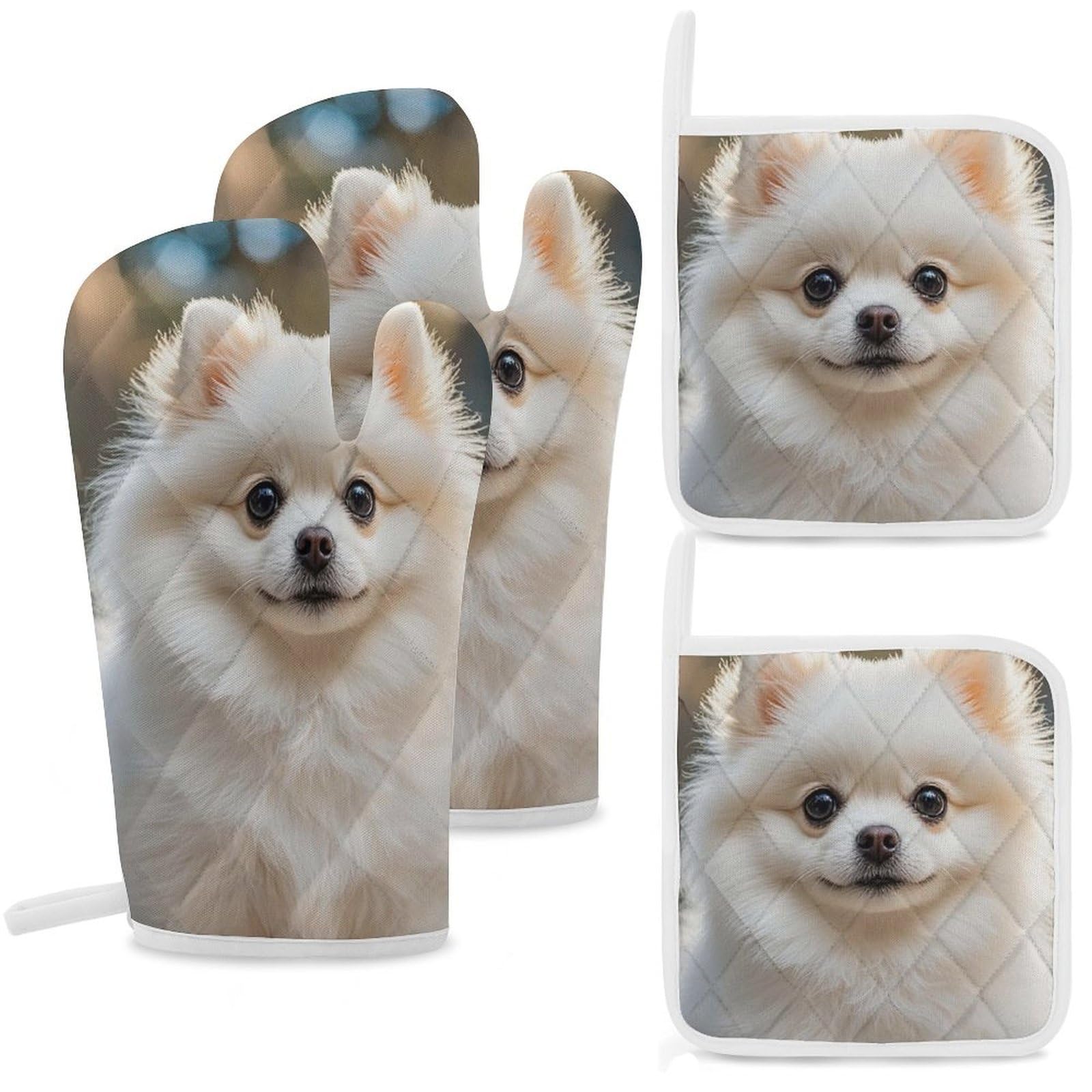 Maniques chien Poméranie lot de 4 le cadeau idéal pour cuisinier et boulanger