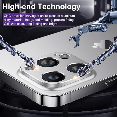 Miniatura 2 de Mothca Paquete de 2 protectores de lente de cámara para iPhone 15 Pro MaxiPhone 15 Pro, sin lente de vidrio, protector de cámara mate de aleación de