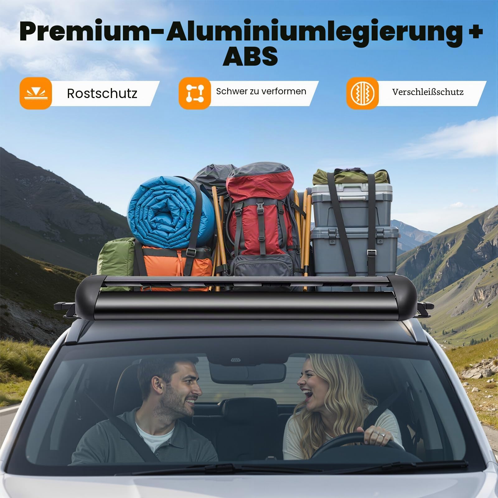 Dachgepäckträger Universal Dachkorb Auto Dachkorb Korb Aluminium Gepäckkorb Dachträger Schwarz Universal Korb Relingträger für Alle SUV-Modelle,127x91CM,Gewichtskapazität 68KG