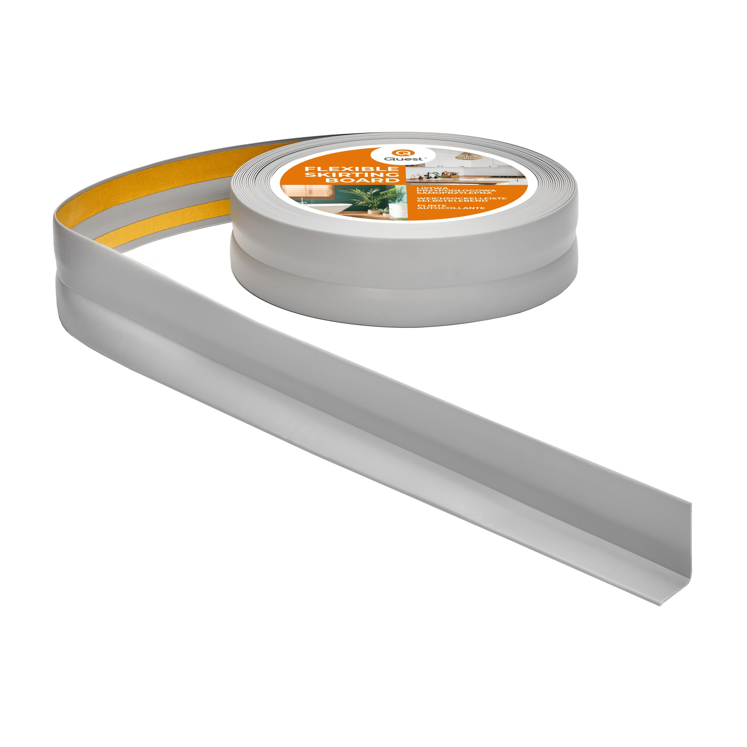 Quest Skirting Board PVC 32 x 23 mm Self-Adhesive - Grey, 25 m
