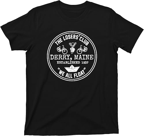 The Losers Club T Shirt We All Float Stephen King It Book Movie Tee (XL, Black)