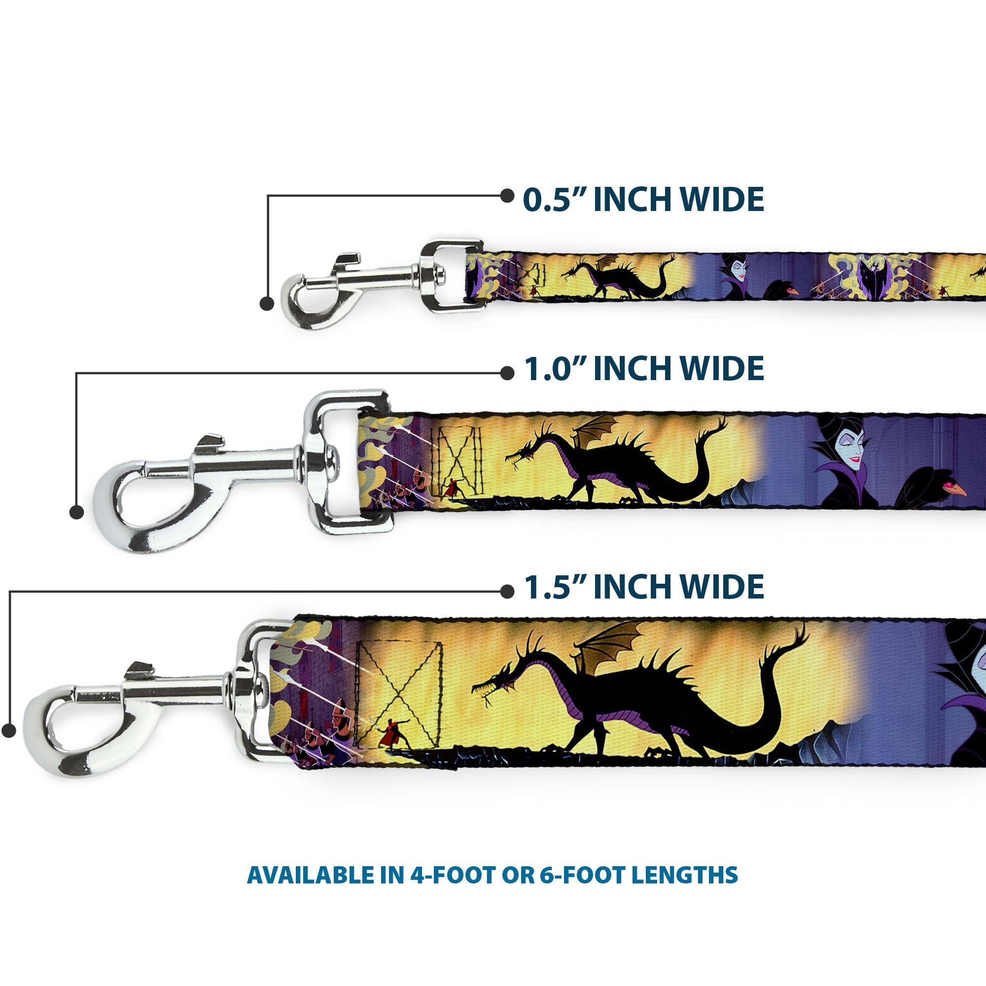 Buckle Down Correa para Mascotas con Hebilla hacia Abajo – Poses maléficos – 6 pies de Largo – 3,8 cm de Ancho