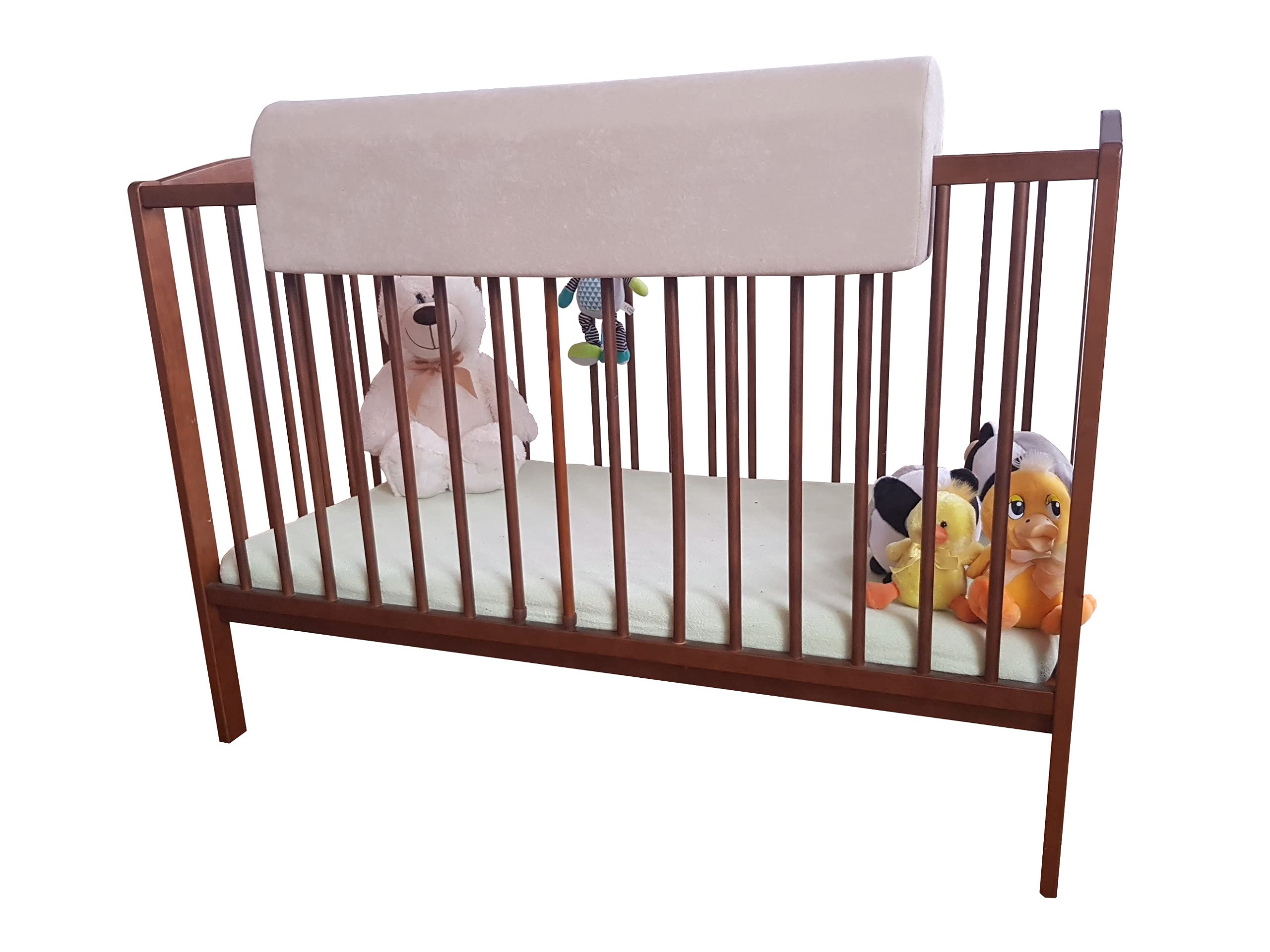Paraspigoli per lettino, protezione dalle cadute, cuscino per paracolpi per lettino, copertura per letto alto, paraspigoli, beige, lunghezza 100 cm