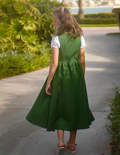 Miniatura 8 de Scarlet Darkness Vestido renacentista medieval acampanado para niñas, conjunto de dos piezas, 7-14 años
