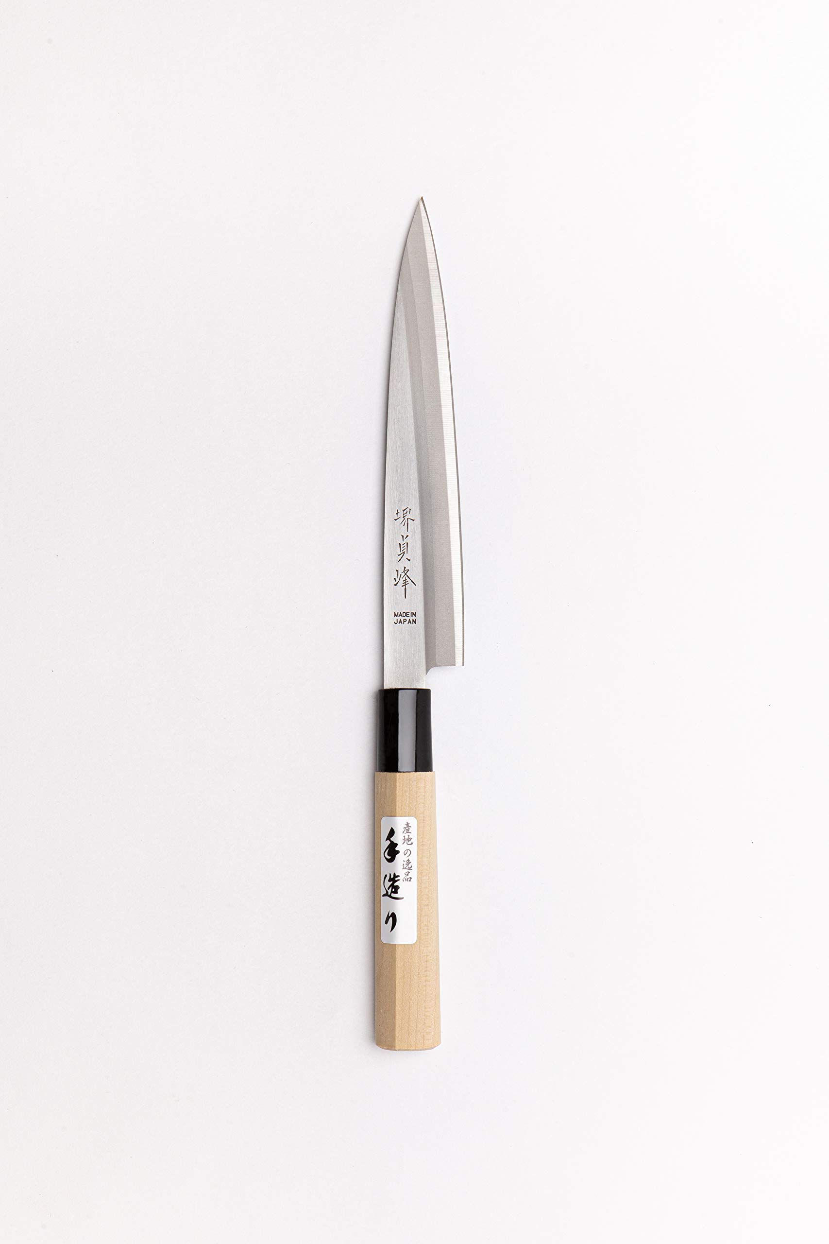 日本製 竹峰 薄刃包丁 薄刃(関東) 銀三本焼 鏡面 黒檀水牛柄 180mm – MUSASHI