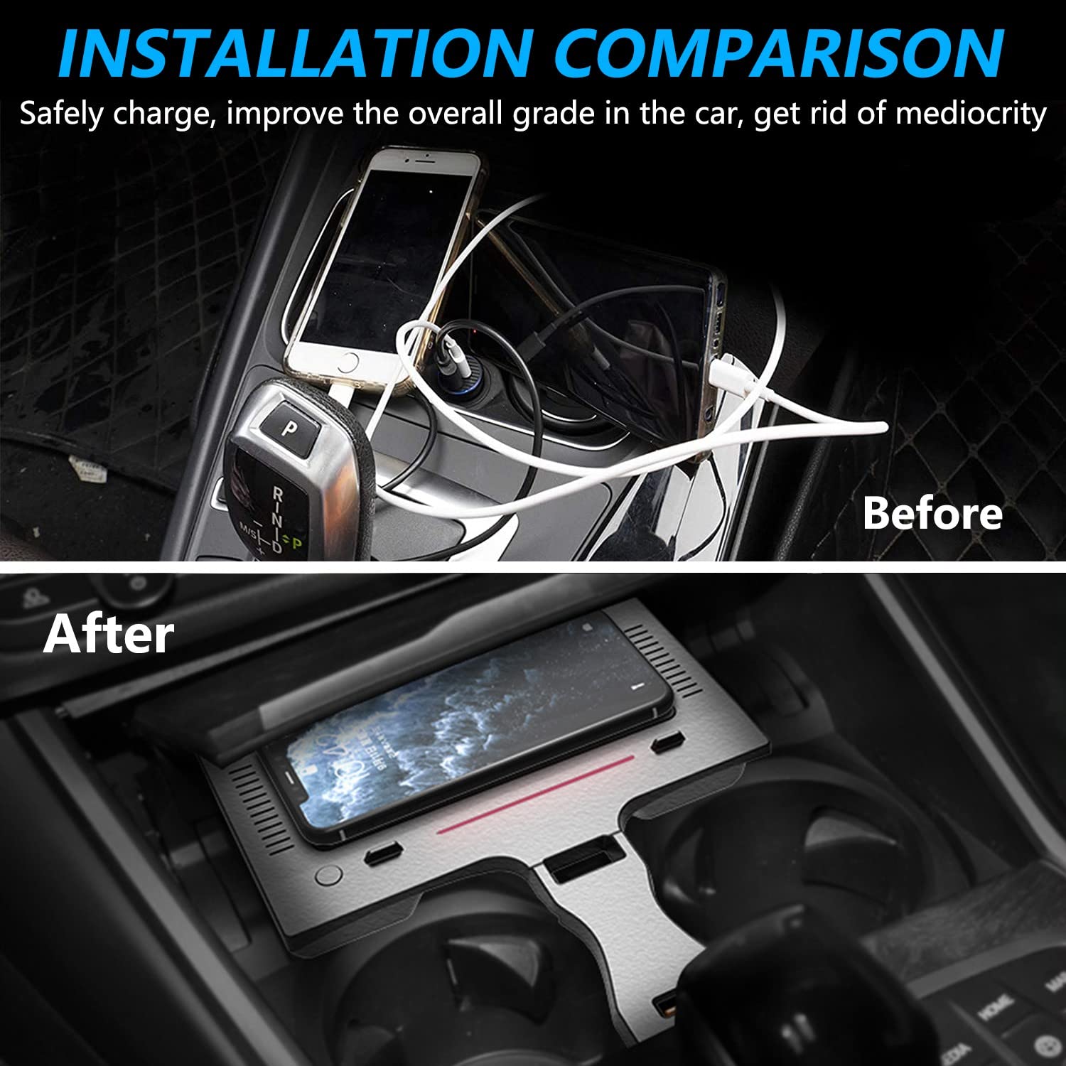 Draadloze Autolader Compatibel met BMW 3 Serie G20 2020 2021 BMW 4 Serie G22/G23/G26 2021 Ondersteuning Originele Auto met NFC BMW Middenconsole Accessoirepaneel 15W Snel Telefoonoplaadpad