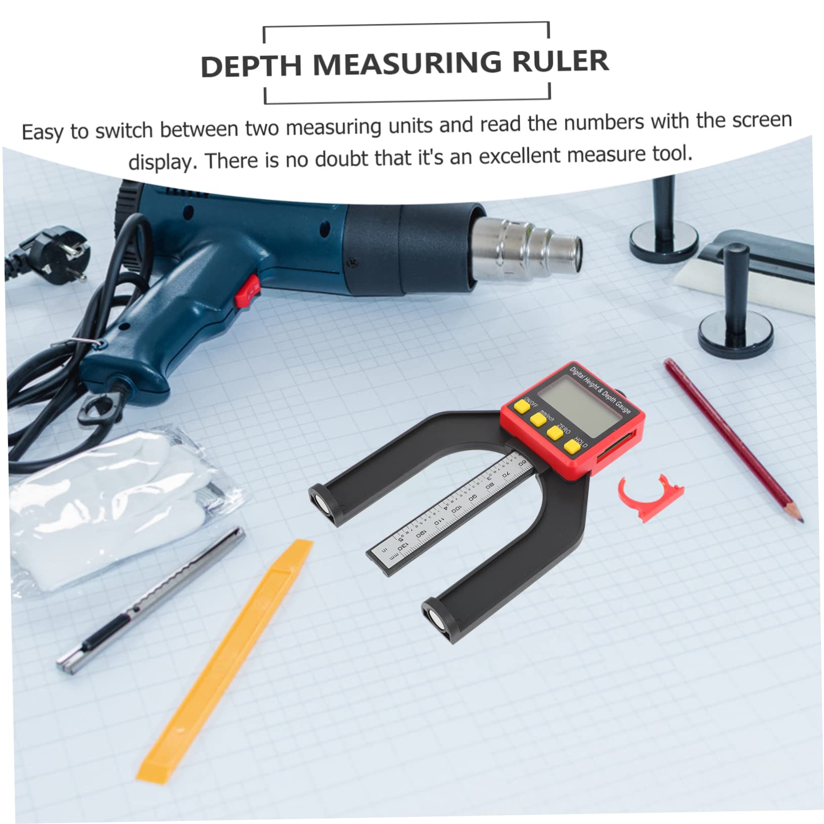 2pezzi Digital Height Gauge Con Display Digitale e Base Magnetica Strumento Di Misura Per Lavori Di Falegnameria Alta Precisione e Facile Lettura