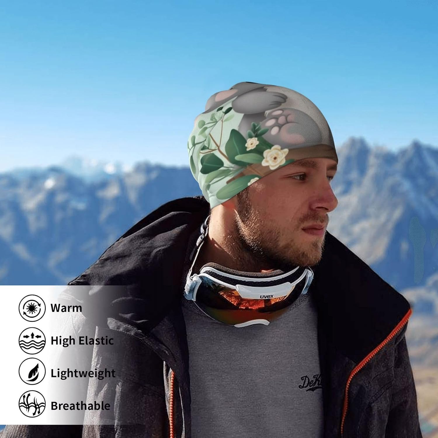 Neck Warmer Winter, Koala Print For Cold Weather Winter Face Mask,Thick Warm Neck Gaiter Face Scarf,For Men Women Skiing Cycling - With Rope