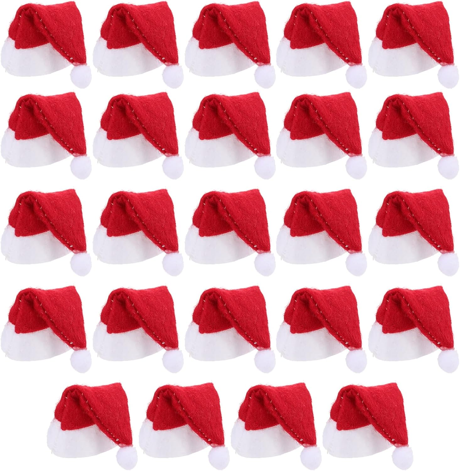 Amosfun Santa Hats Lollipop Covers - 24pcs Mini Christmas Crafts, Wine Bottles, Silverware Holders, Table Dinner Decorations
