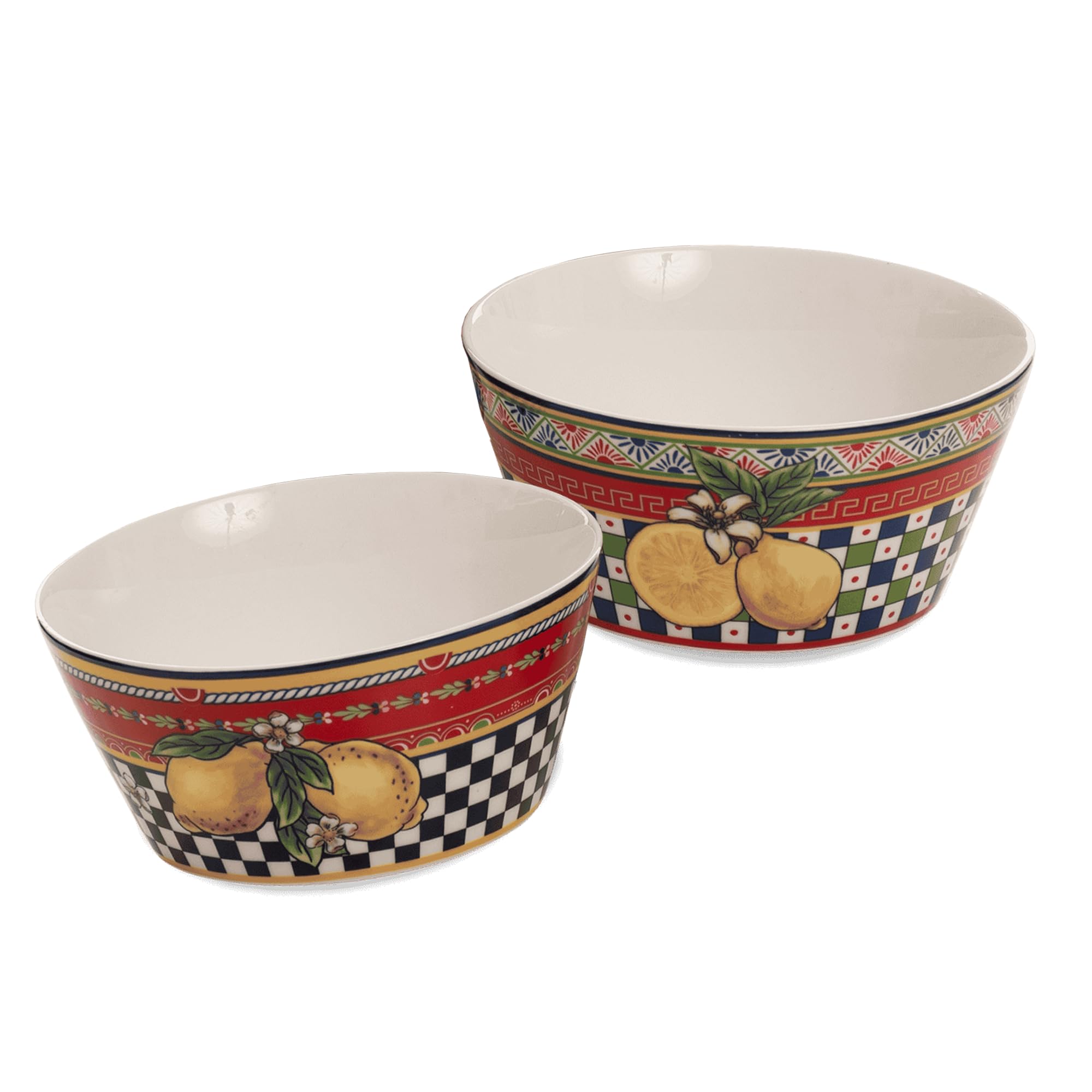 DIVINA Italian Design, 2-częściowy zestaw luksusowych ceramicznych misek Sunny Red, dekoracja śródziemnomorska - SF173