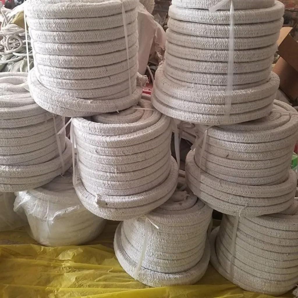 Corda Intrecciata in Fibra Ceramica Senza Amianto da 1 M 1260 ℃ A1 Striscia di Tenuta for Porta del Forno Incombustibile, Dimensione Quadrata 6-35 Mm(25x25mm)