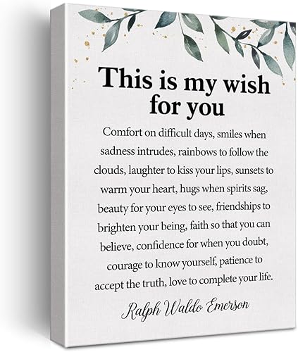 Lienzo con citas inspiradoras para pared, diseño motivacional This is My Wish for You, Ralph Waldo Emerson, con cita de Ralph Waldo Emerson,