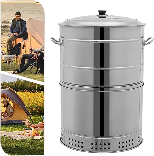 Parrillas de carbón portátiles grandes, 50 brochetas de carbón inoxidable para colgar, parrilla de barbacoa 2 en 1 360 sin humo al aire libre,