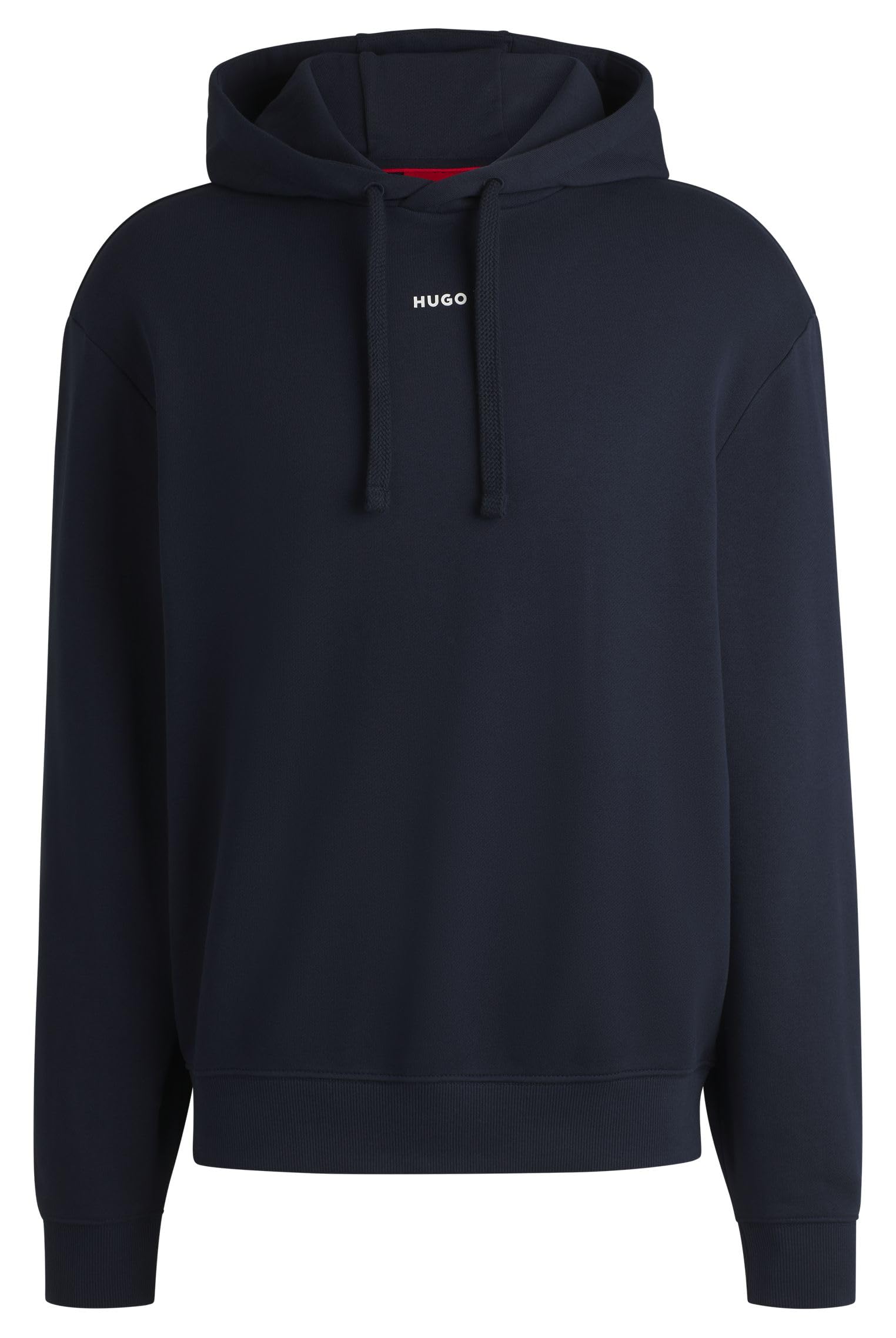 HUGO Mens Dapo Contrast-logo hoodie in cotton terry