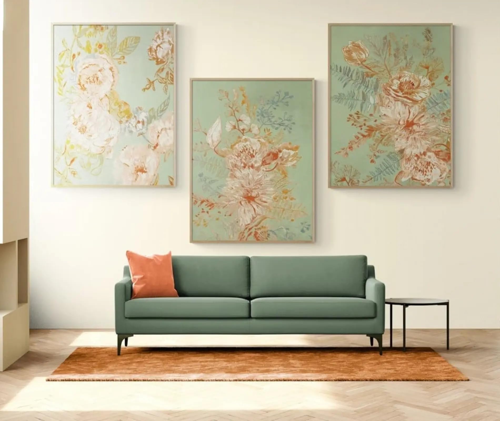 Décoration murale pivoines grand format triptyque tableau fleurs salon - 8
