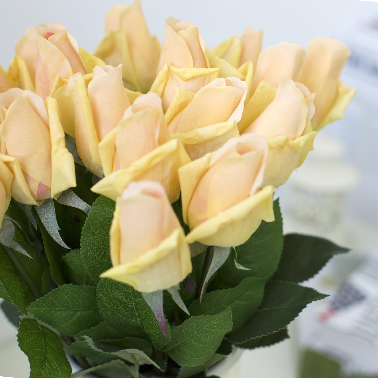 N YONGNUO 12Pcs Real Touch Latex Moisturizing Aritificial Flowers Rose of True and Natural for Wedding Bouquet/Home Decor or As A Gift Send to Ourself/Wife/Mother/Friends/Valentine's Day