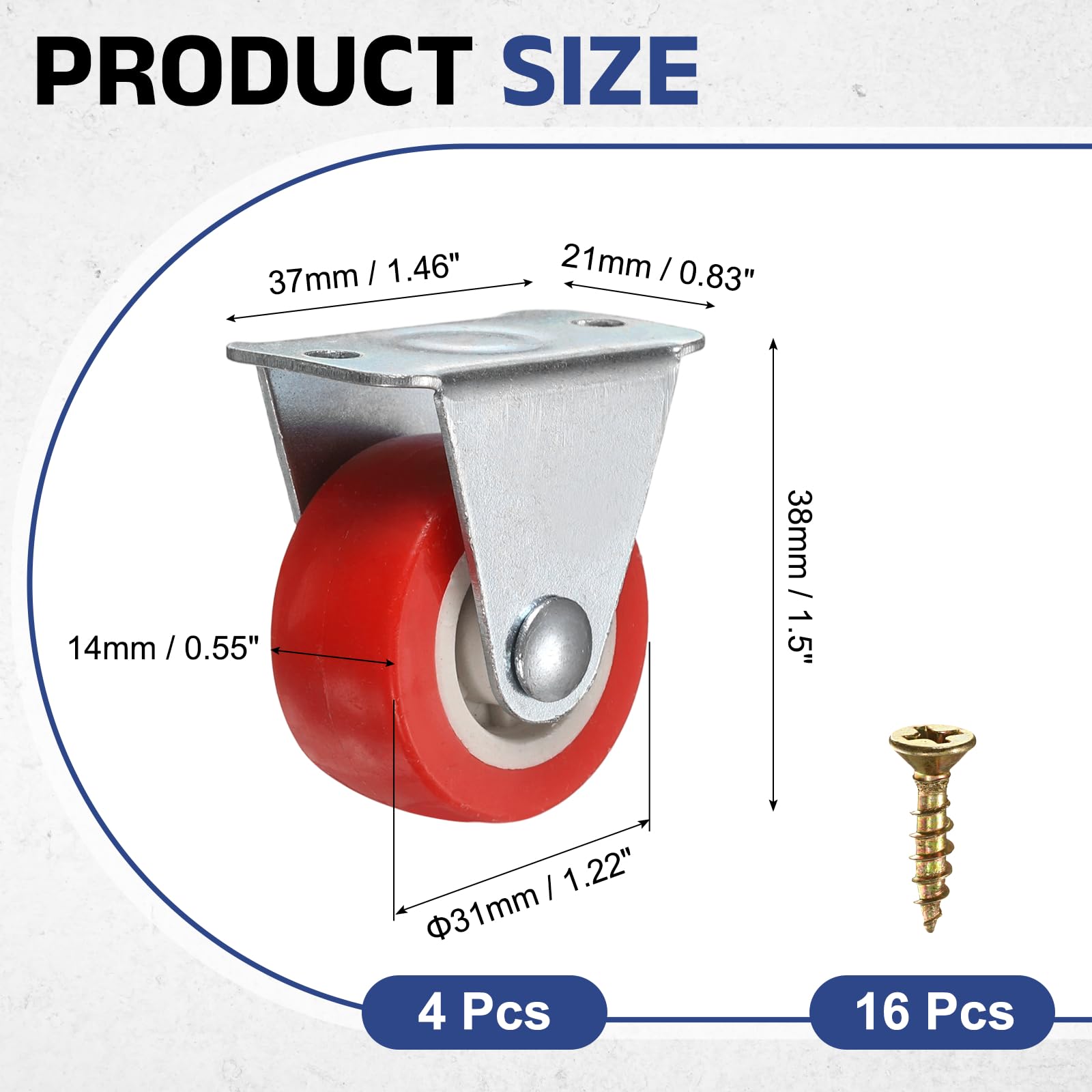 PATIKIL 1.25 Inch Fixed Caster Wheels - Image 2