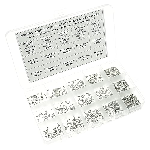 Miniatura 10 de MCMASKE Juego de 420 tornillos de cabeza plana M3 Phillips, tuercas planas, arandelas planas, acero inoxidable 304, longitud de los tornillos 0.157