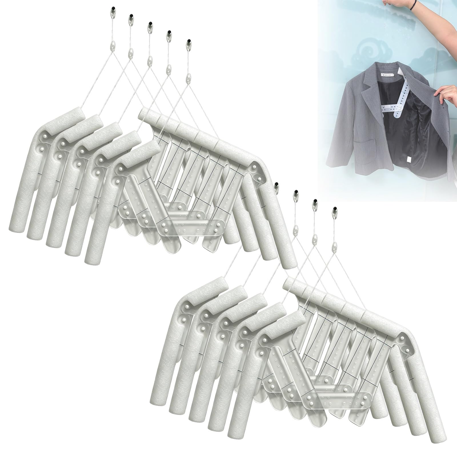 Invisible Hang Acrylic Dress Form, Adjustable Mannequin Form Invisible Hanger, Portable Clothes Garment Rackfor Display for Retail Boutique Photography Shows(10pcs)