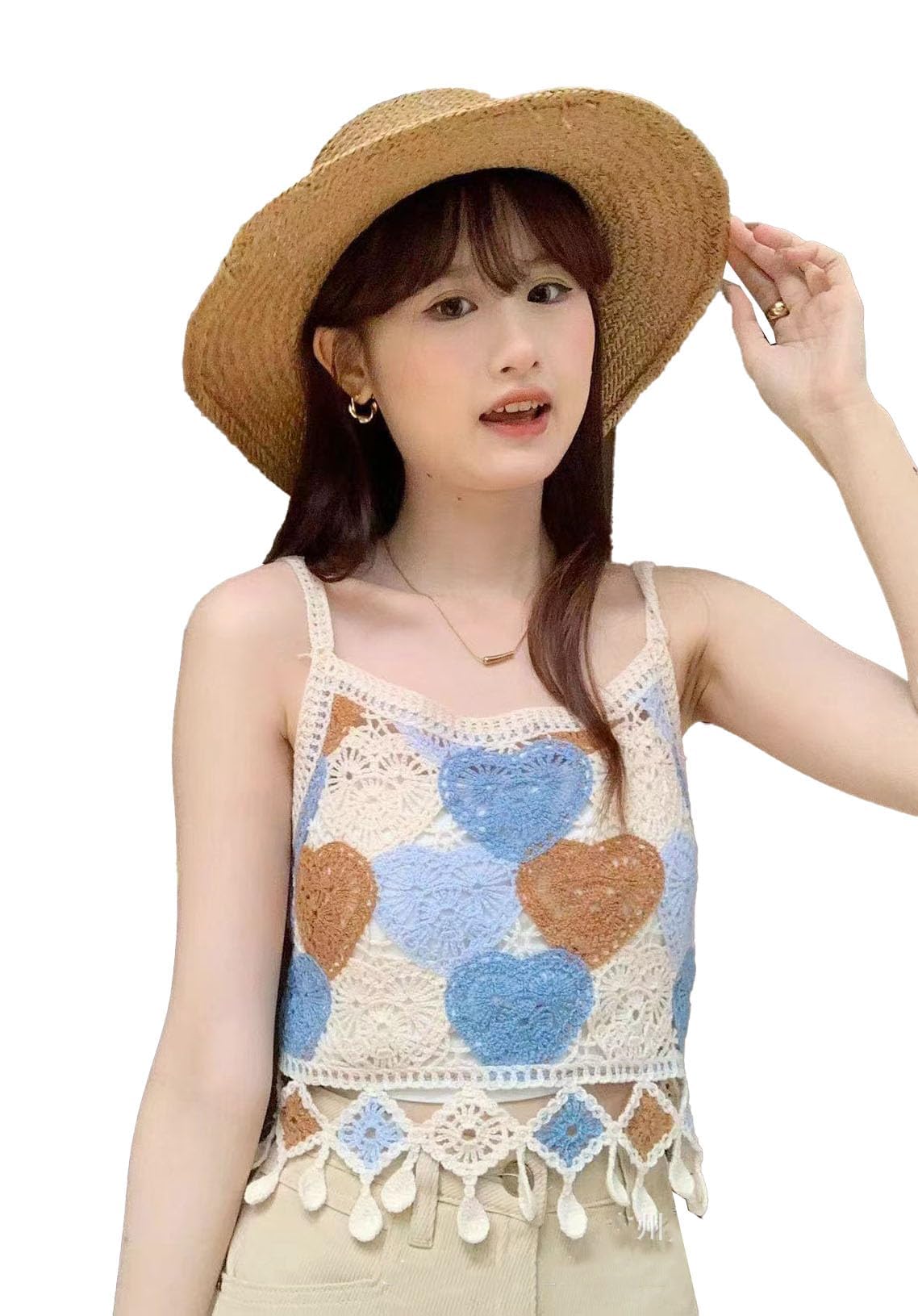 icw Women Embroidery Smock Beach Summer Sleeveless Boho Crochet Knit Crop Cami Tank Top 114-picture-24