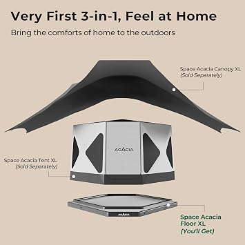 Space Acacia Air Floor 4 Person, 6 Inches Thick 4 Layers Inflatable Air Mattress with Removable Carpet and Carry Bag, Waterproof Moistureproof Mat Base for Camping, Lake, Pool Floating