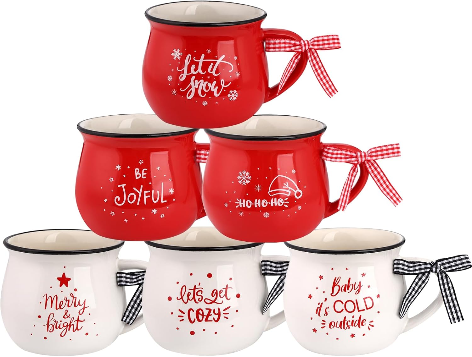 6 Pcs Christmas Coffee Mugs 12 oz Ceramic Mug Gift Holiday Hot Cocoa Ceramic Christmas Coffee Mugs Stackable Holiday Chocolate Mugs as Christmas Gifts for Family, Friends and Colleagues - Image 9