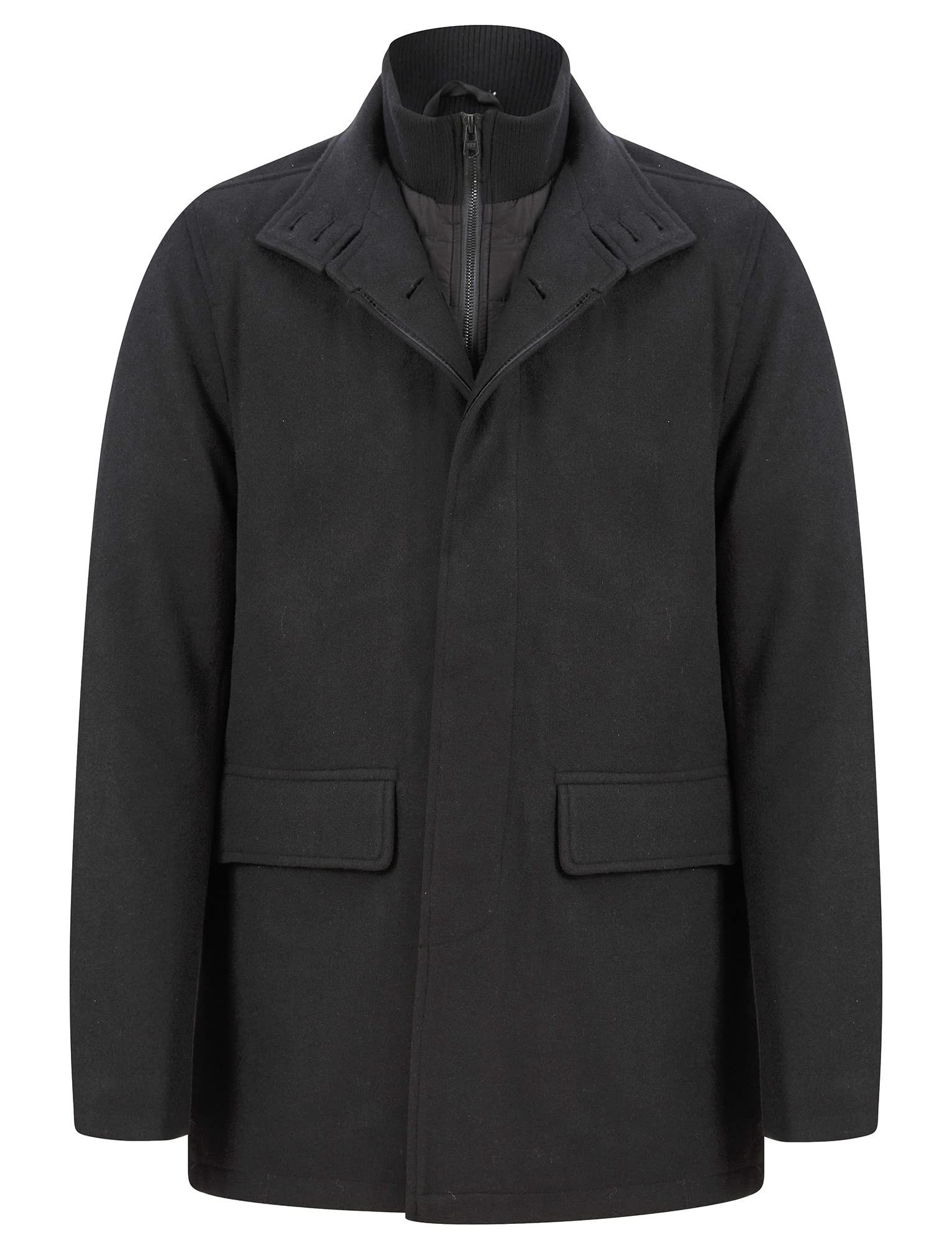 Tokyo Laundry Men's Indus Faux Wool Funnel Neck Collar Tailored Coat