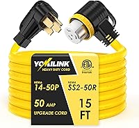 Vista 7 de Cable de 50 amperios de 10 pies para RV/generador, certificado UL, conector de bloqueo, NEMA 14-50P a SS2-50R con bloqueo de torsión, mango