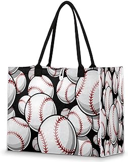 Bolsa feminina - tênis reutilizável sacolas de compras de supermercado com alças bola branca grande bolsa de praia bolsas de ombro bolsas de trabalho bolsas de mão resistentes para praia, compras, trabalho, viagens, Multicolor