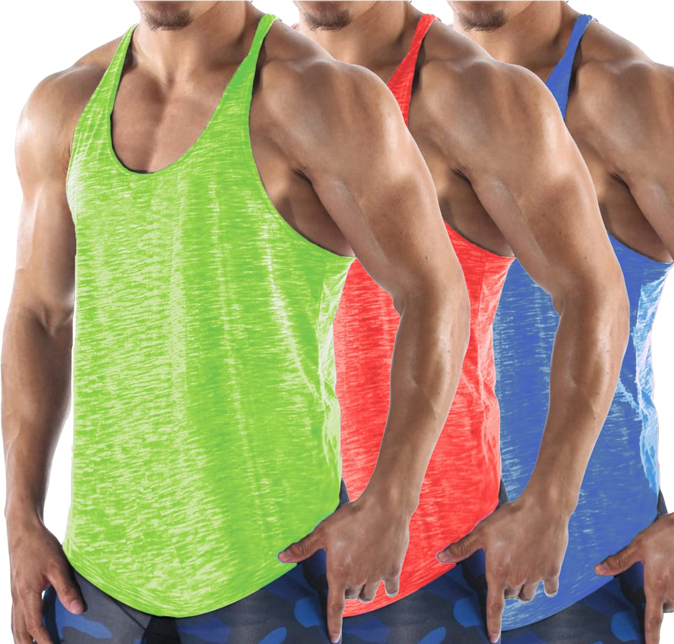 COOFANDYMen's 3 Pack Gym Tank Tops Y-Back Workout Muscle Tee Training Bodybuilding Fitness Sleeveless T Shirts