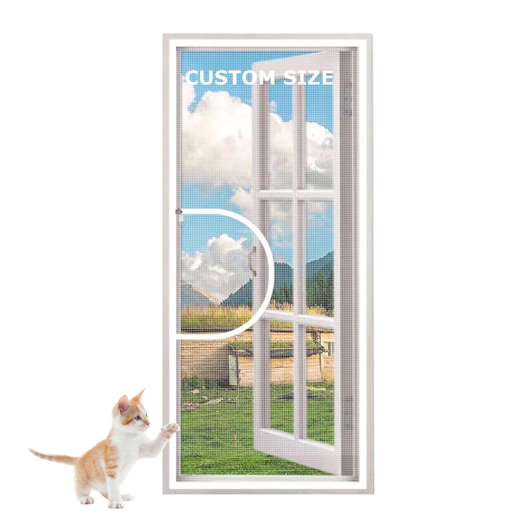 Hruile White Custom Window Screen Mosquito Netting, Anti-Mosquito Net To Keep Bugs Out, Self-Adhesive Insect Mesh Curtain, Cat Proof Window Net For Balcony Kitchen