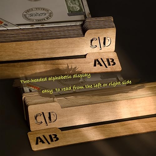 Miniatura 4 de Separadores de discos de vinilo con pestañas alfabéticas A-Z, 13 piezas separadoras de madera para álbum LP, cómics, archivador, revista,