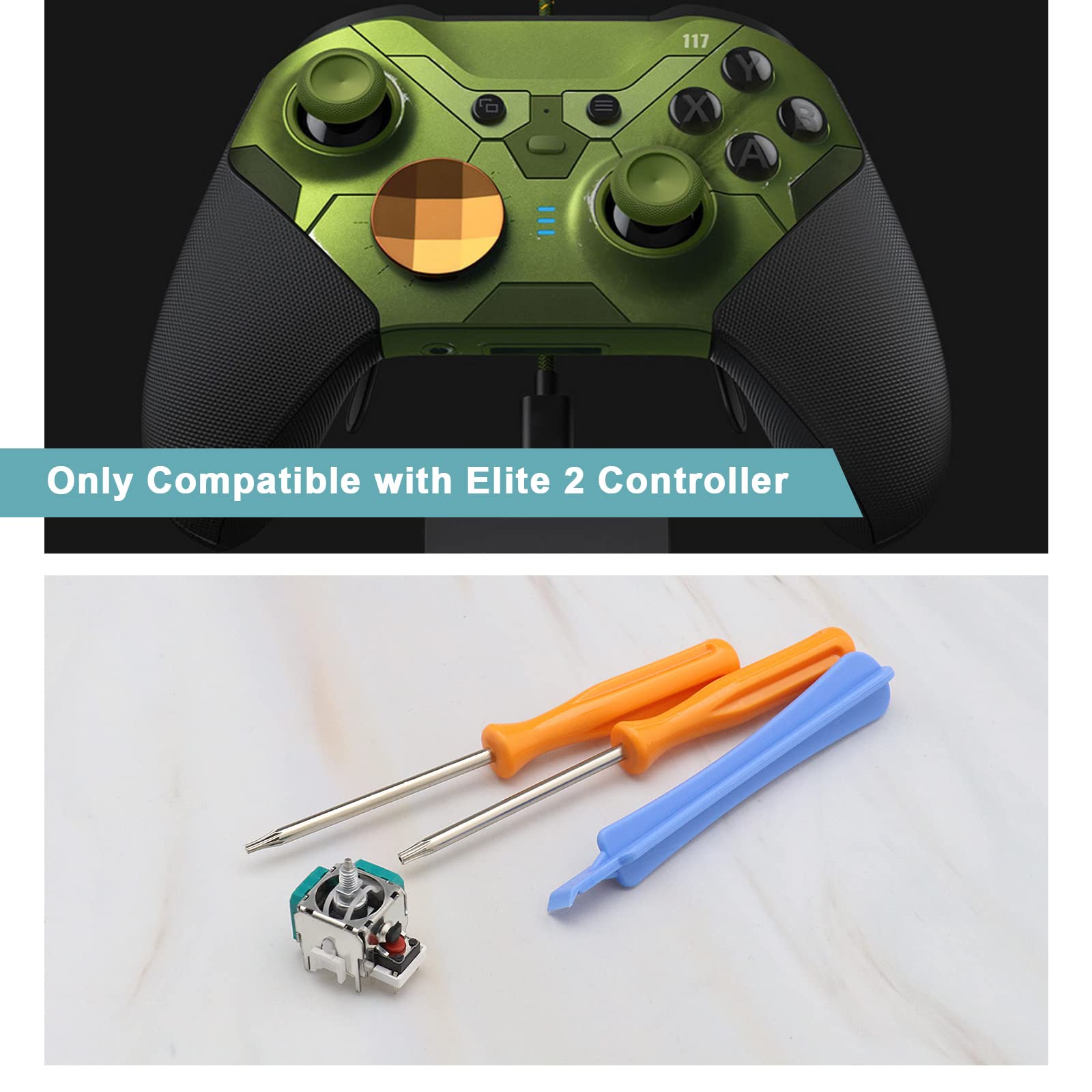 EMSea Set mit 5 Joystick Ersatz Analog-Joystick-Reparaturkits Kompatibel mit Xbox One Elite 2-Controller mit Schraubendreher Brechstange