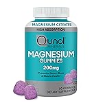 Qunol Magnesium Gummies for Adults, 200mg Elemental Magnesium (from 1,750mg Magnesium Citrate), High Absorption Magnesium Supplement, Supports Nerve, Bone and Muscle Health, Vegetarian, 90 Count