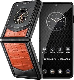VERTU IRONFLIP Alligator Skin Flip Cell Phone, Unlocked Android 5G Smartphone, One-Hand Control, 50MP Camera, 12G +512G, Dual SIM, 6.9" 120Hz OLED Display, 65W Fast Charge (Phoenix Orange)