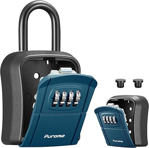 Miniatura 17 de Caja de Seguridad con Llave Puroma, Caja de Seguridad Portátil con Combinación para Montaje en Pared para Almacenamiento de Llaves de Casa, Caja