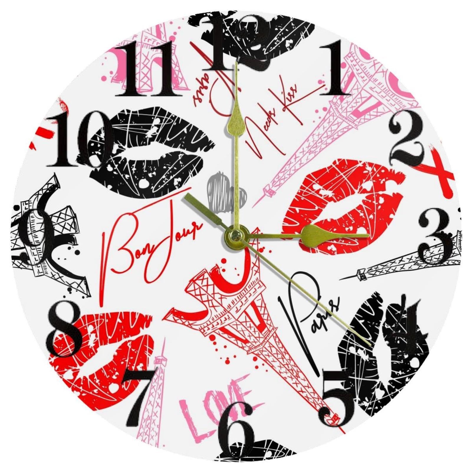 Horloge murale silencieuse sans tic-tac Kisses Paris pour retrouver le sommeil au bureau