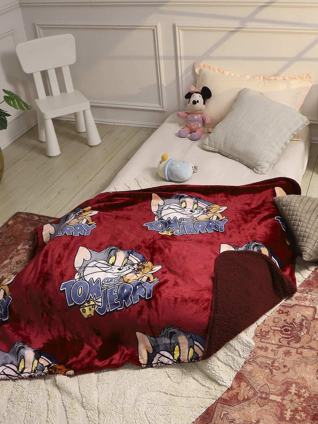 Monte Carlo Baby Kids Unisex Charlie 2 Ply 520 GSM Boys & Girls Winter Blanket (Red)-picture-11