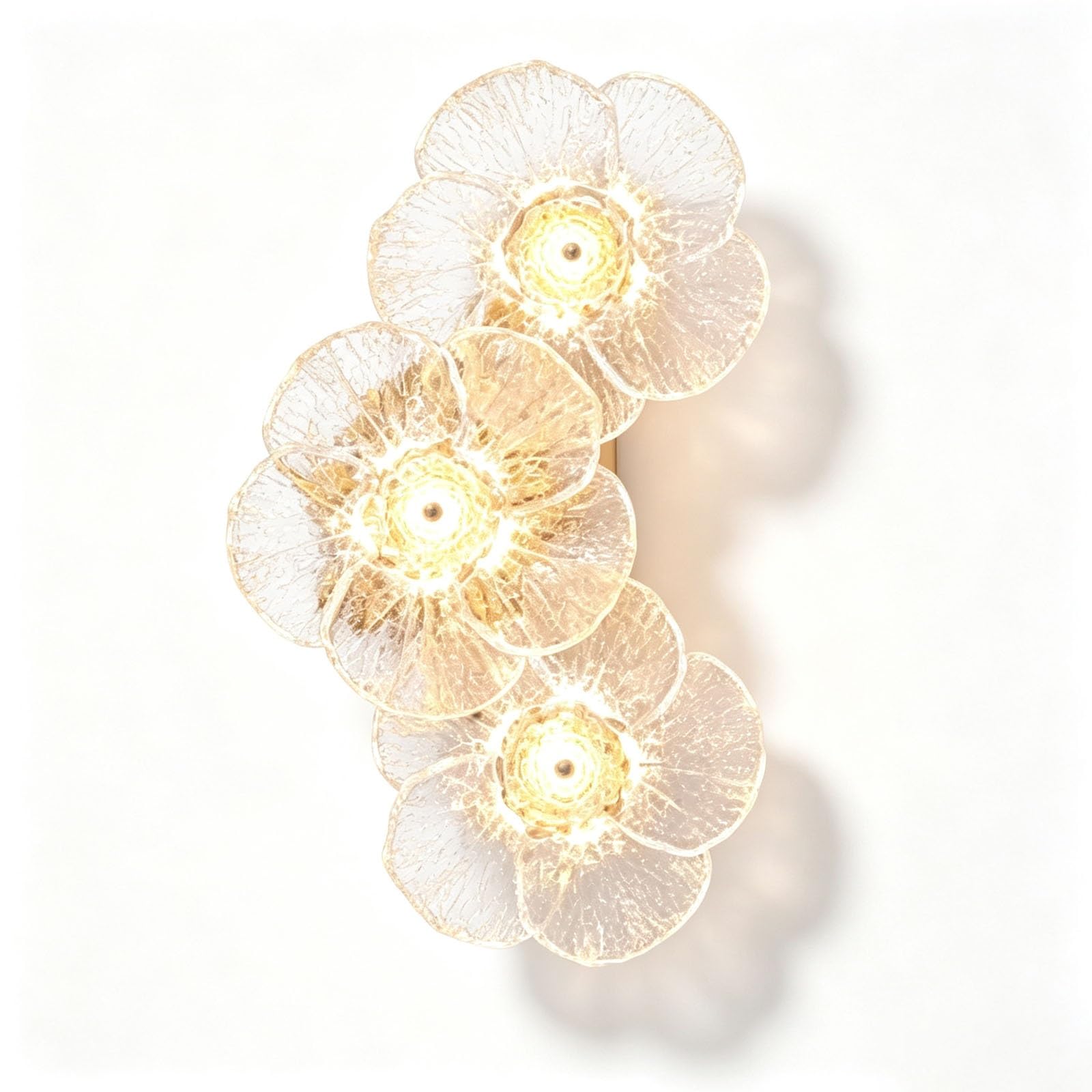 LUOYAOB Flower Glass Wall Sconce Clear Wall Lamp Fixture 3 Light Fixture