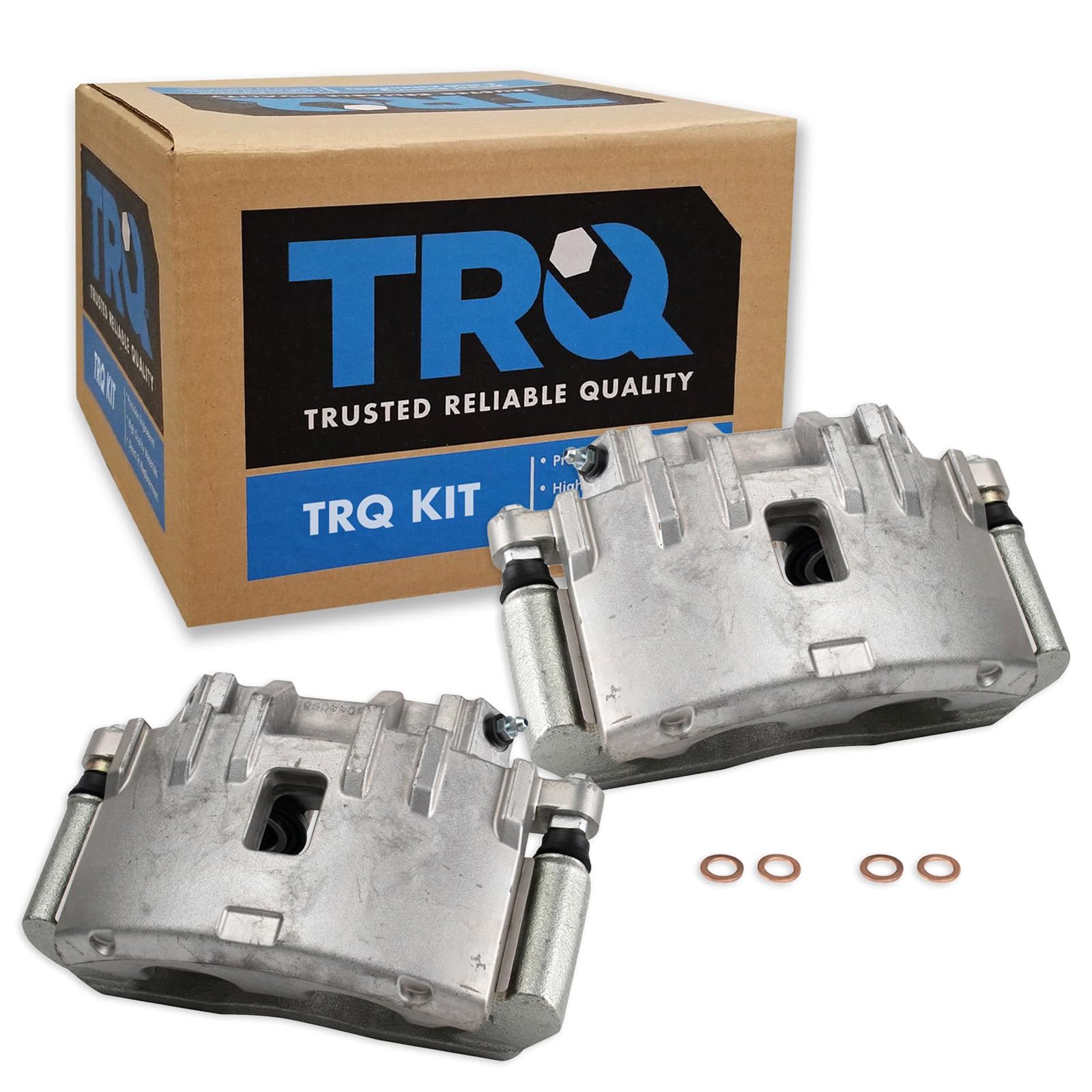 TRQ Front Driver and Passenger Side Brake Caliper Set Caliper Brackets