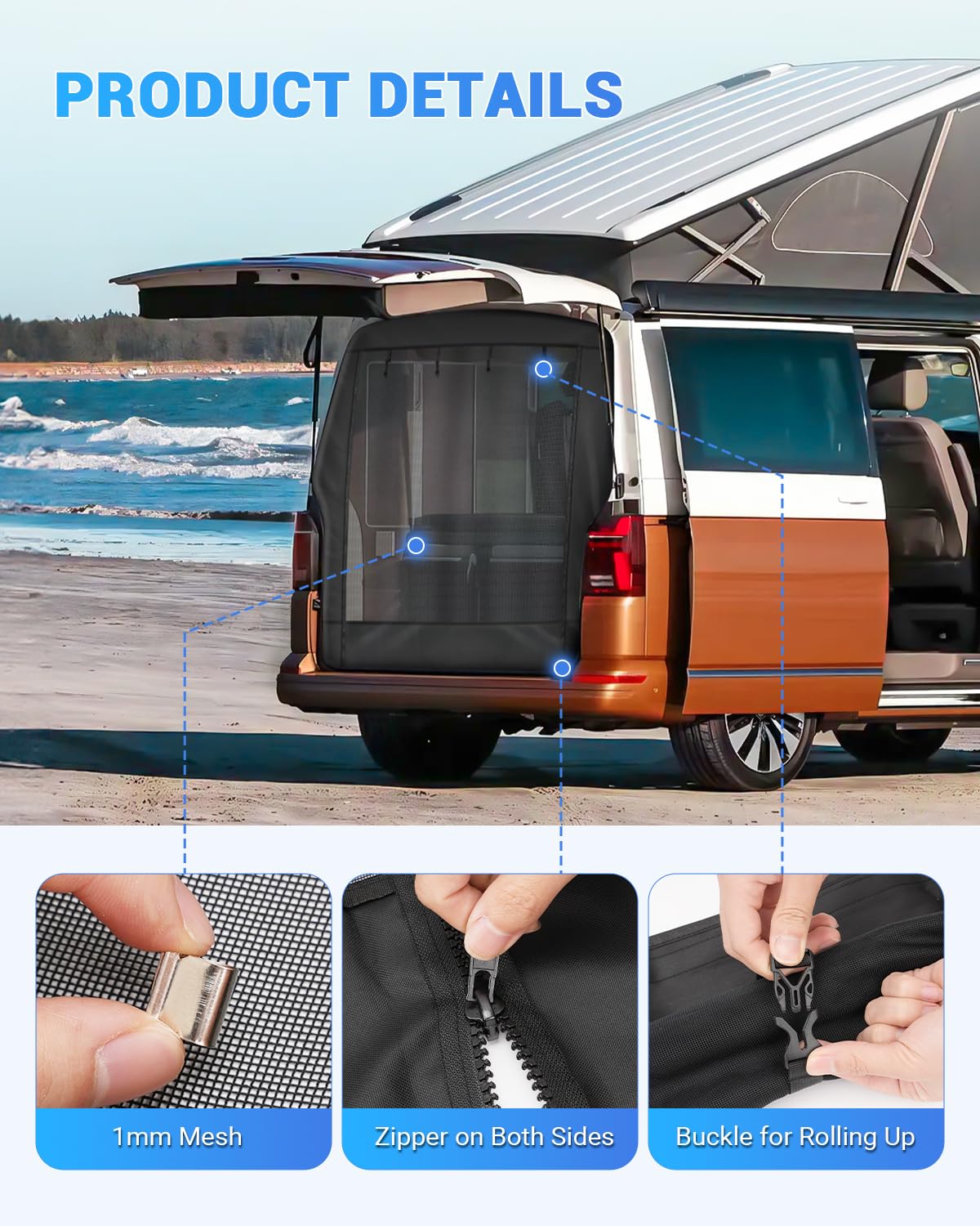SUPAREE Moskitiera Camper Klapa do Camping Van (185 x 155 cm)